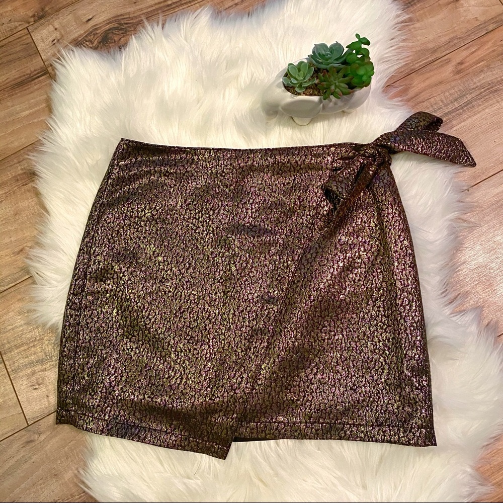 Express Shiny Gold Metallic Skirt